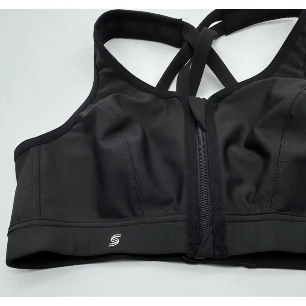 Glamorise Sport Zip Up Front Closure Sports Bra 9266 Black Wireless Strappy 34C Size undefined - Image 5