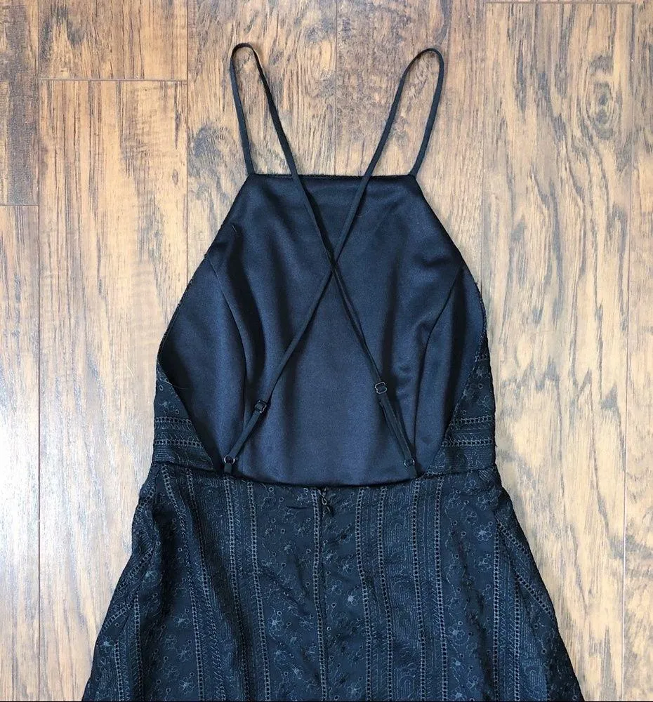 Kimchi Blue • Apron Neck embroidered maxi dress black eyelet backless strappy - Image 11