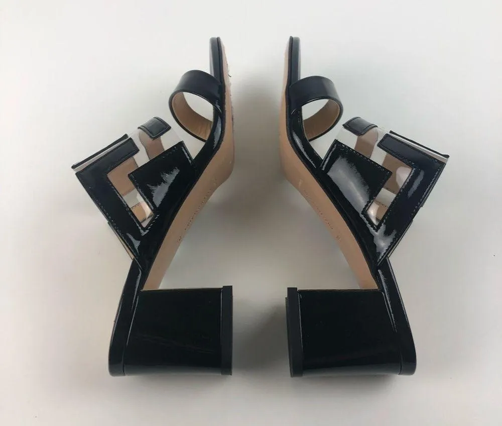 Marion Parke Bailey Geometric PVC Slide Sandal Block Heel 36 Black $596 in box Size 5 - Image 5