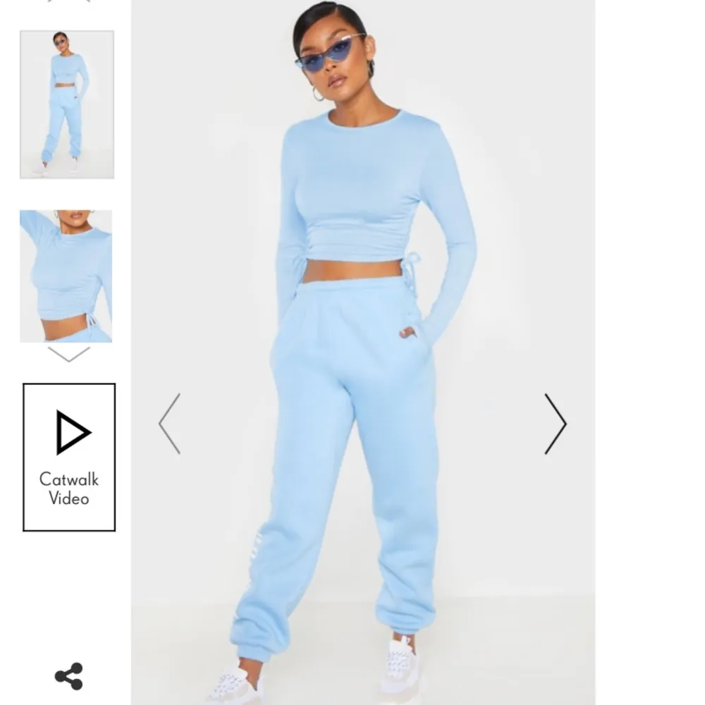 Pretty little thing BLUE RUCHE LONG SLEEVE CROP - Image 4