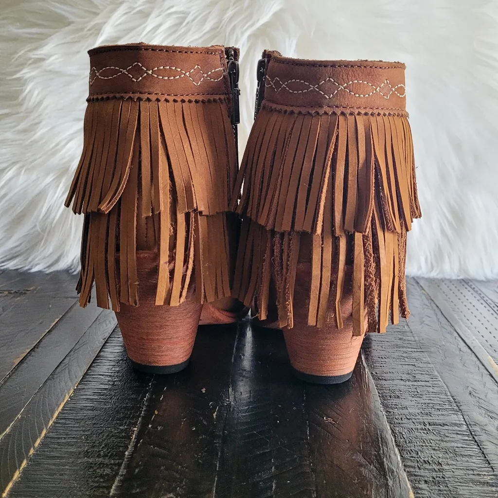 Liberty Black Leather Handmade Open Toe Booties Women's Size 6.5 Tan - Image 3