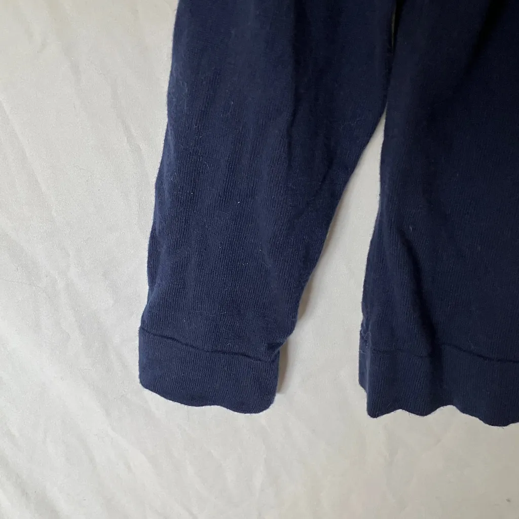 J. Crew: Navy Blue Teddie Long Sleeve Lightweight Sweater-Checkered Heart- L - Image 6