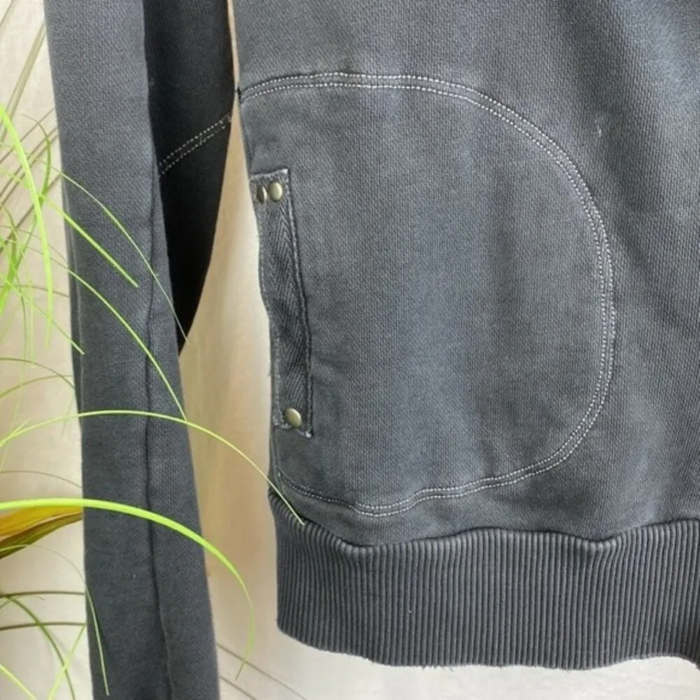 Free People Women's Gray Zip Front Drape Neck Cropped Jacket S - Image 4