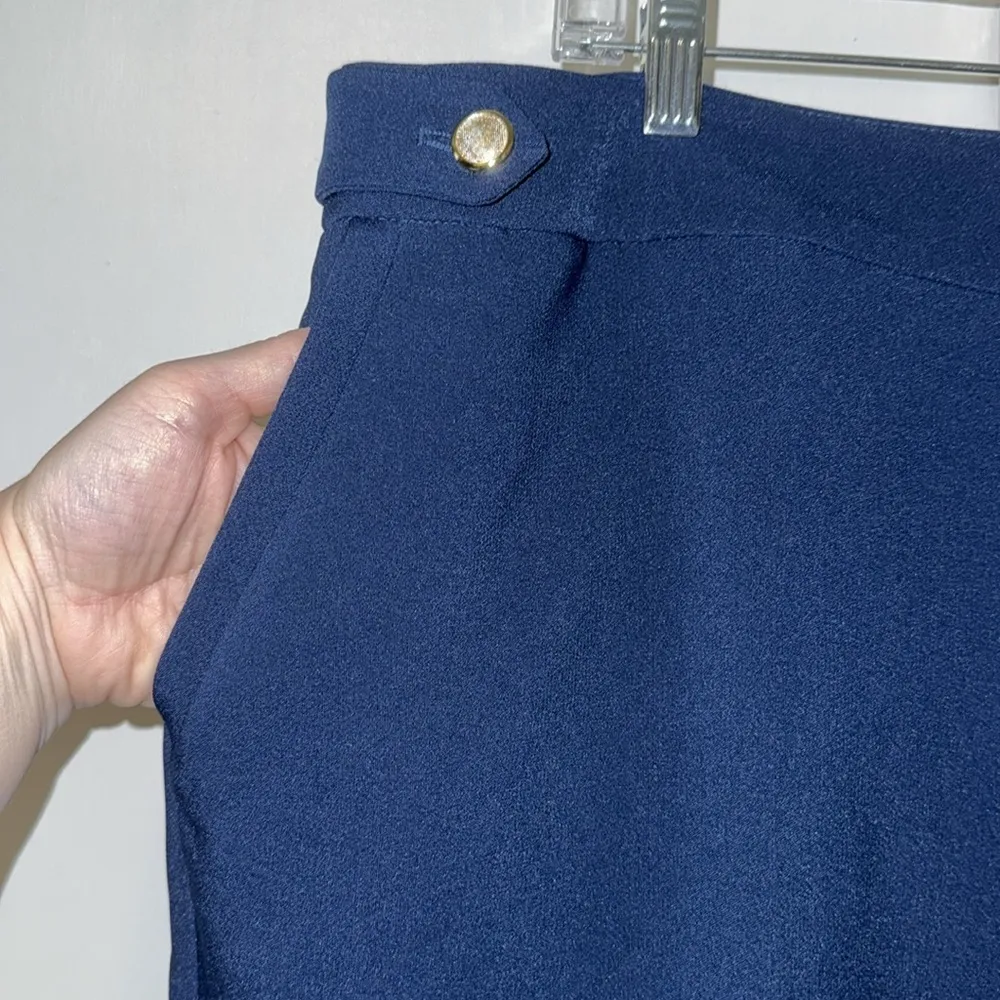 JustFab Navy Blue Button Tab Ponte Pants Trouser Women’s 3X - Image 2