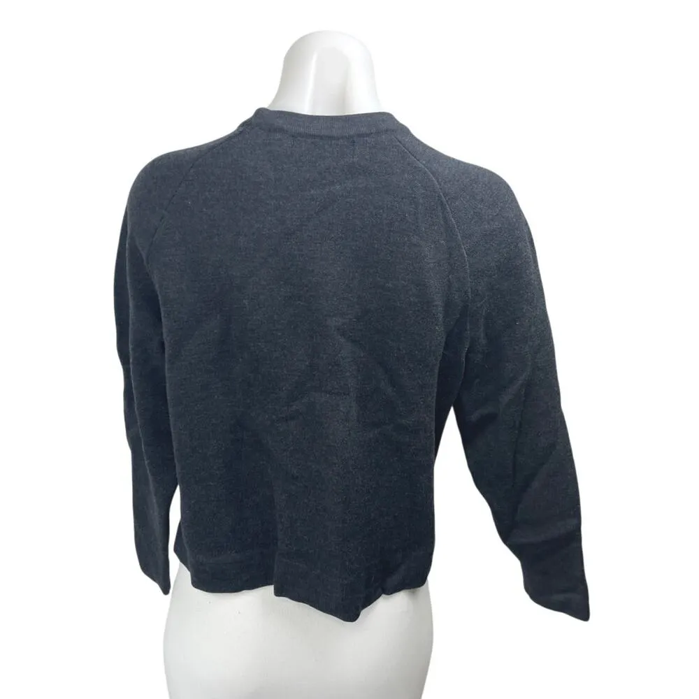 Alpha60 100% Merino Wool Black Knit Mock Neck Long Sleeve Crop Sweater Top Sz S - Image 2