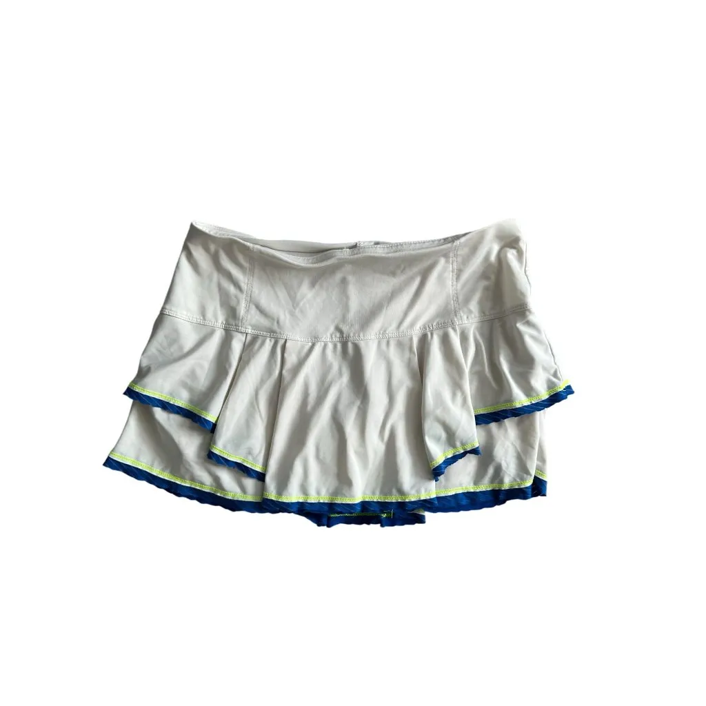 LUCKY IN LOVE White Blue Green Ruffle Tiered Pickleball Tennis Skort Size Medium - Image 4