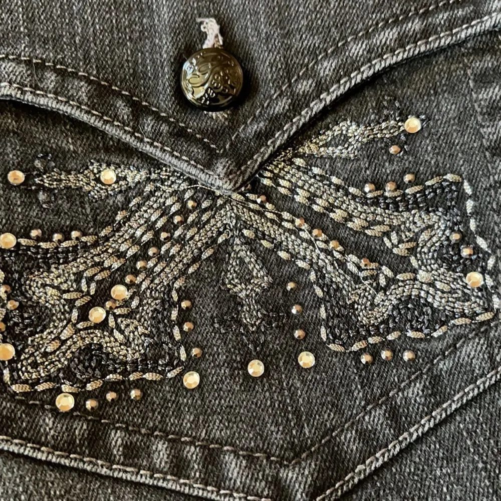 Style & Co Curvy Fit Boot Cut Wide Leg High Rise Jeans With Rhinestones 14 - Image 13