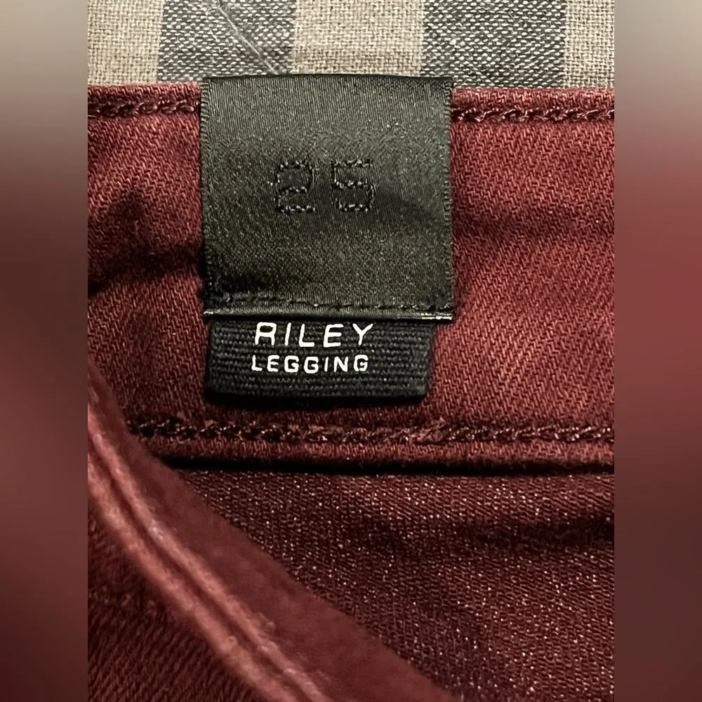 Vince Cotton Blend Riley Legging Jeans Pants Sz. 25 Burgundy - Image 7