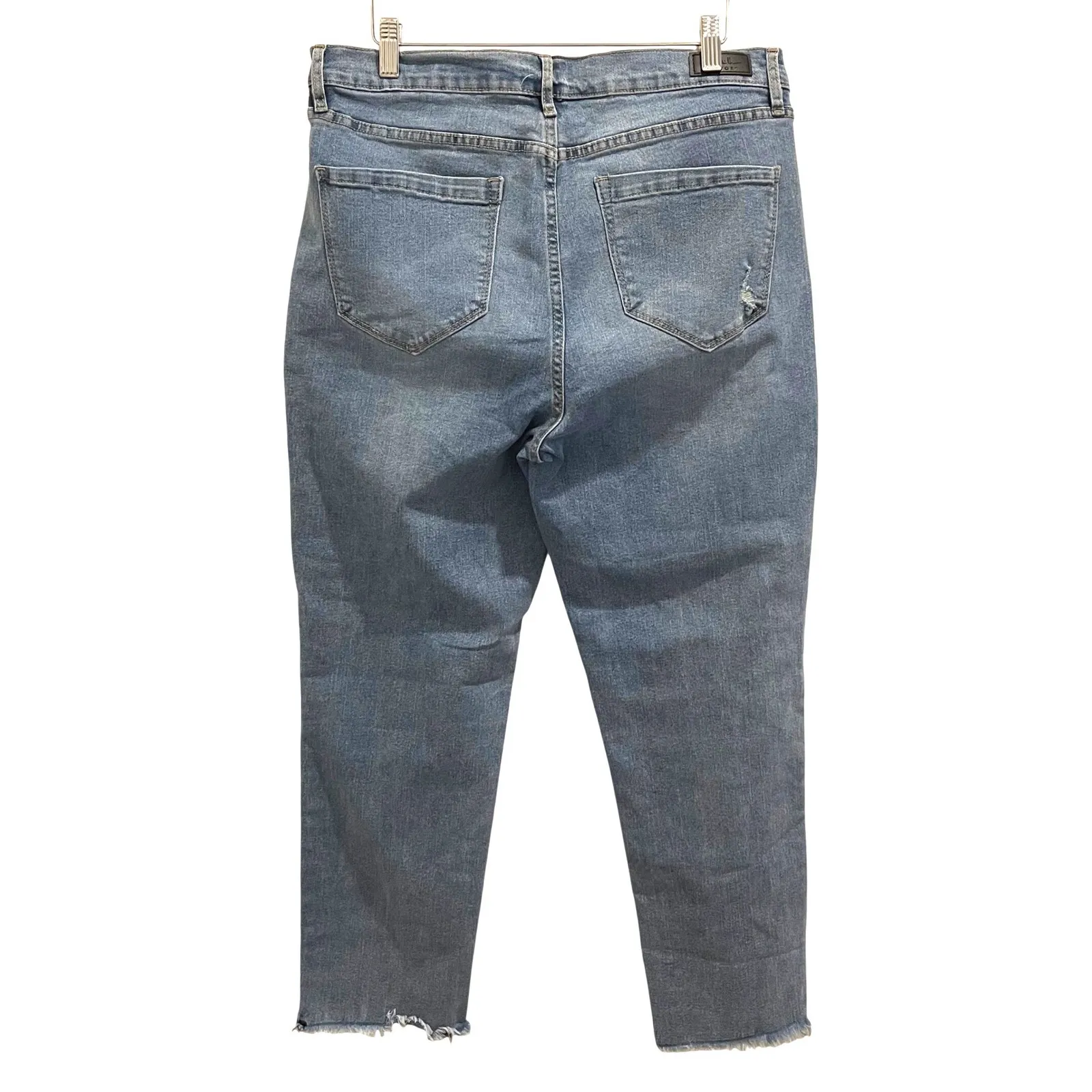 Nicole Miller Soho High Rise Ankle Slim Jeans Light Wash Distressed Size 12 - Image 3