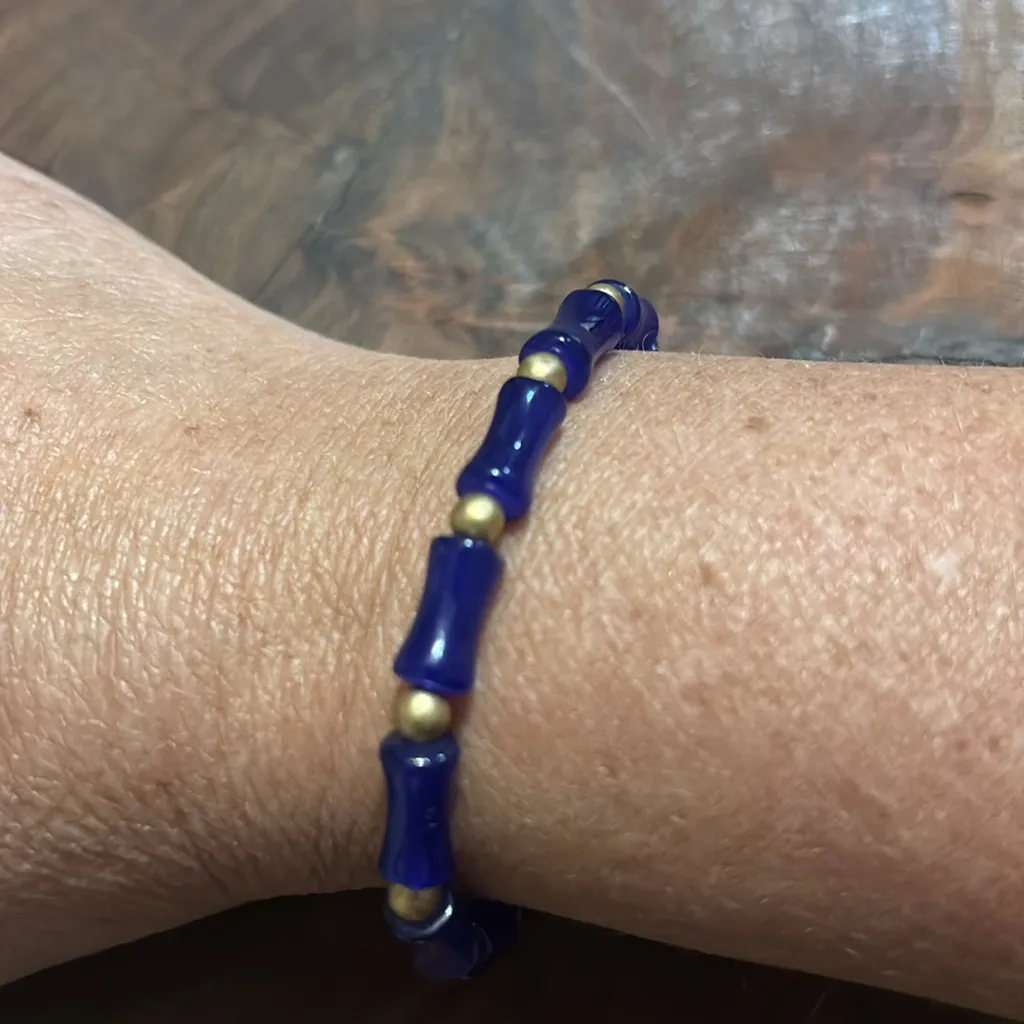 NWT Handmade Blue and Gold Beaded Bracelet - Image 2