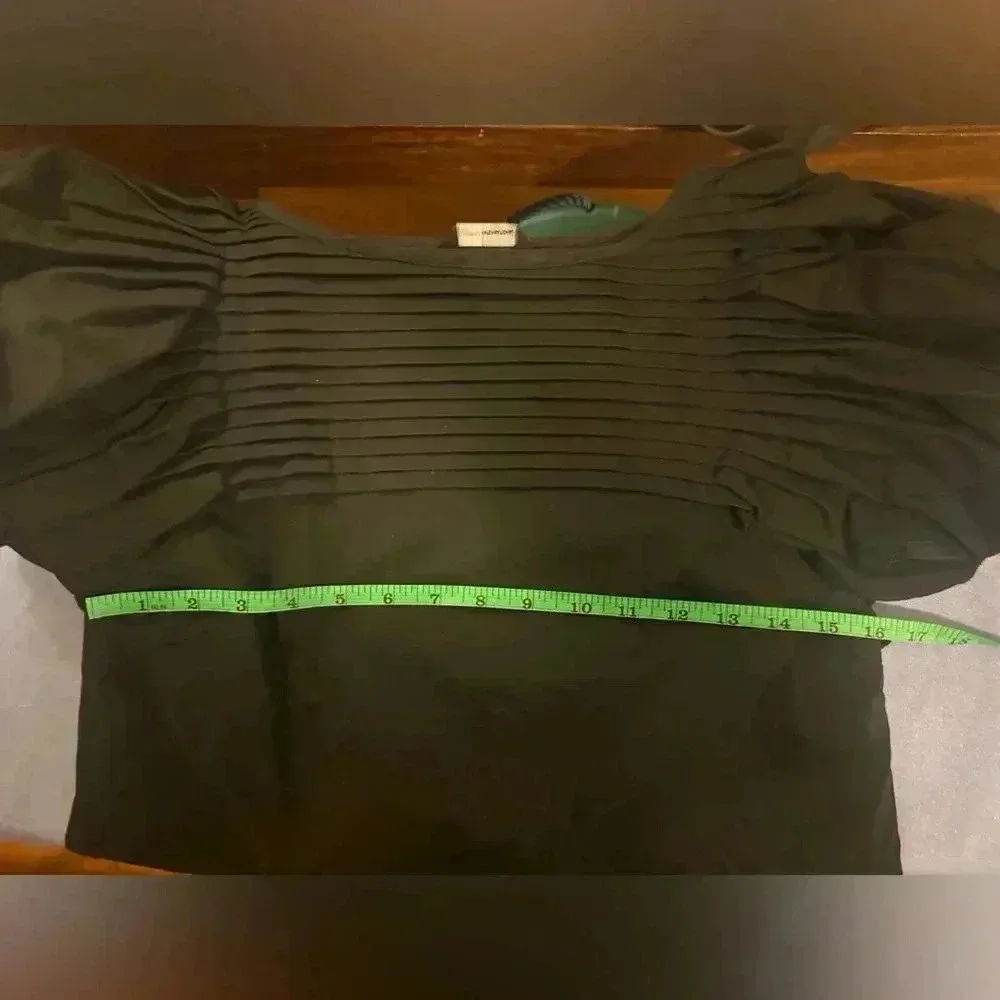 Moda International Elegant Black Puff Sleeve Dress Size 2 - Image 5