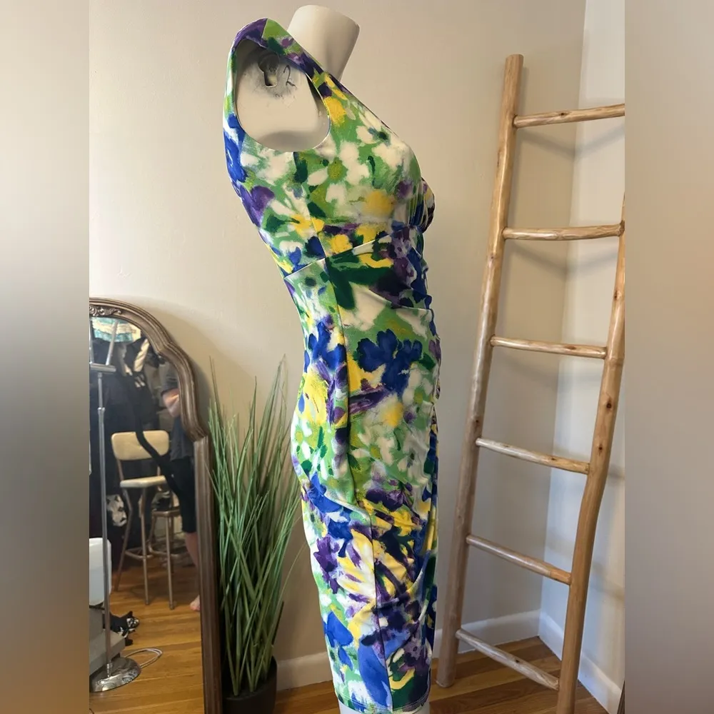 Lauren Ralph Lauren Floral Faux Wrap Cap Sleeves Sheath Dress 2 - Image 4