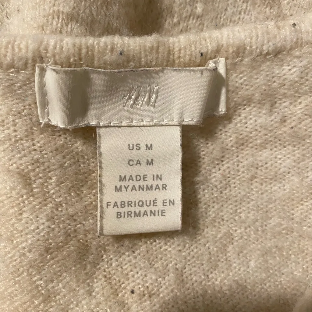 H&m Wool Blend Cream White V Neck Sweater - Image 5