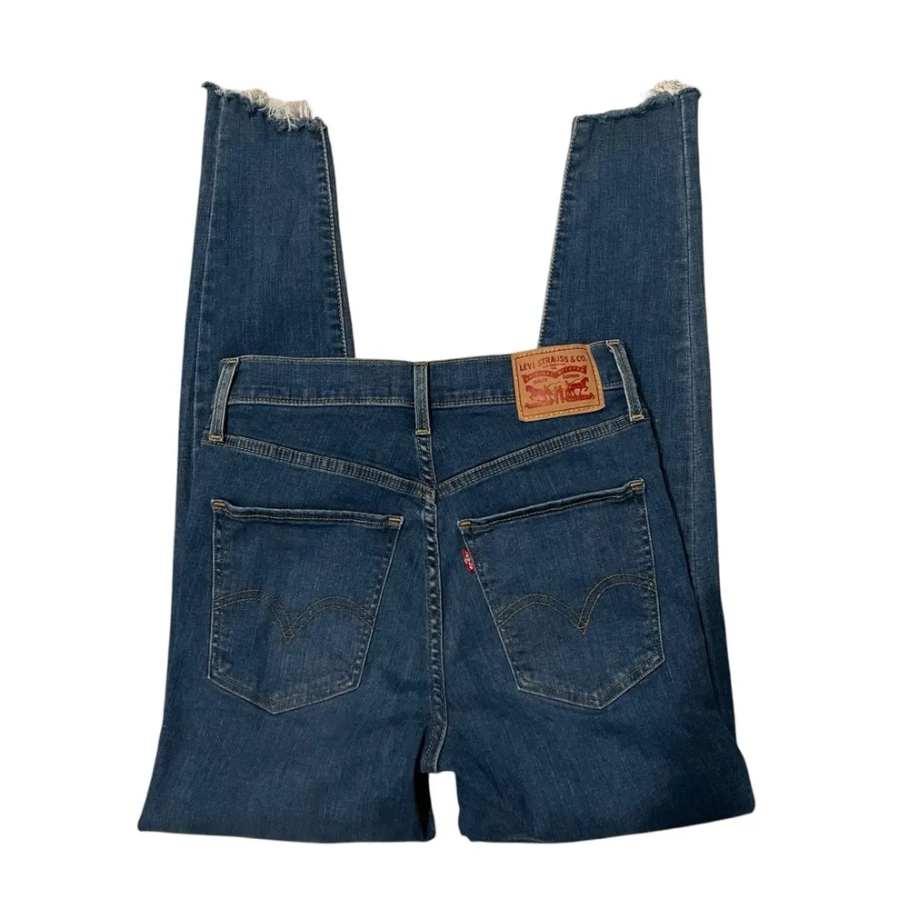 LEVI'S Mile High Super Skinny Ripped Knee Raw Hem Distressed Knees, Sz 27 - Image 7
