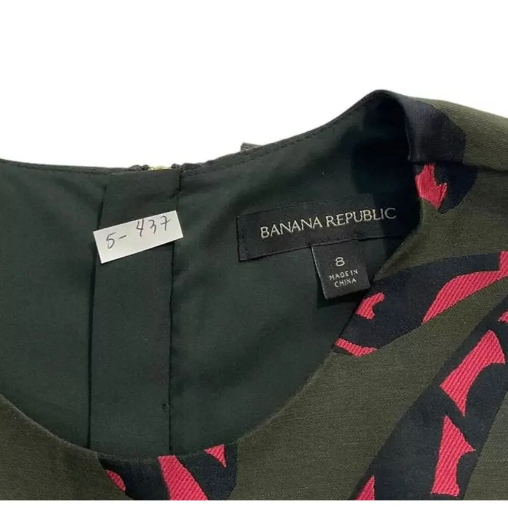 Banana Republic Women Size 8 Green Pink Dress Ruffle | 5-437 - Image 5