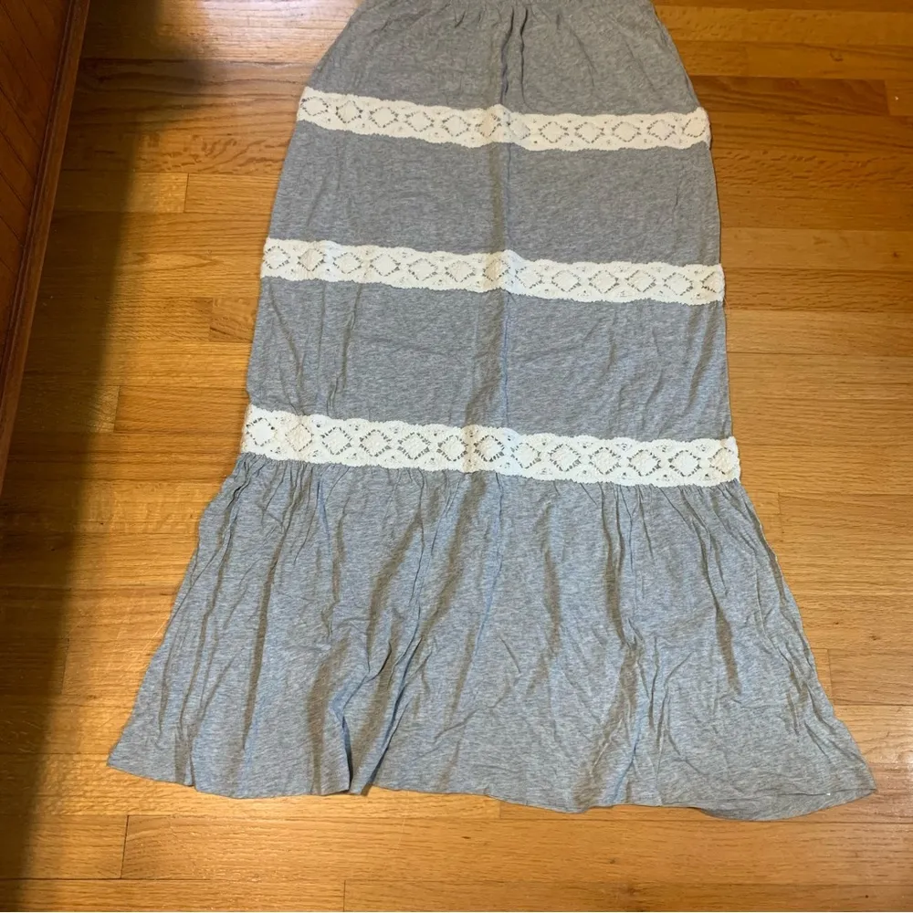 Juicy Couture Pam Gela Heather Cozy Long Maxi Crochet Modal Gray Dress Women's M - Image 2