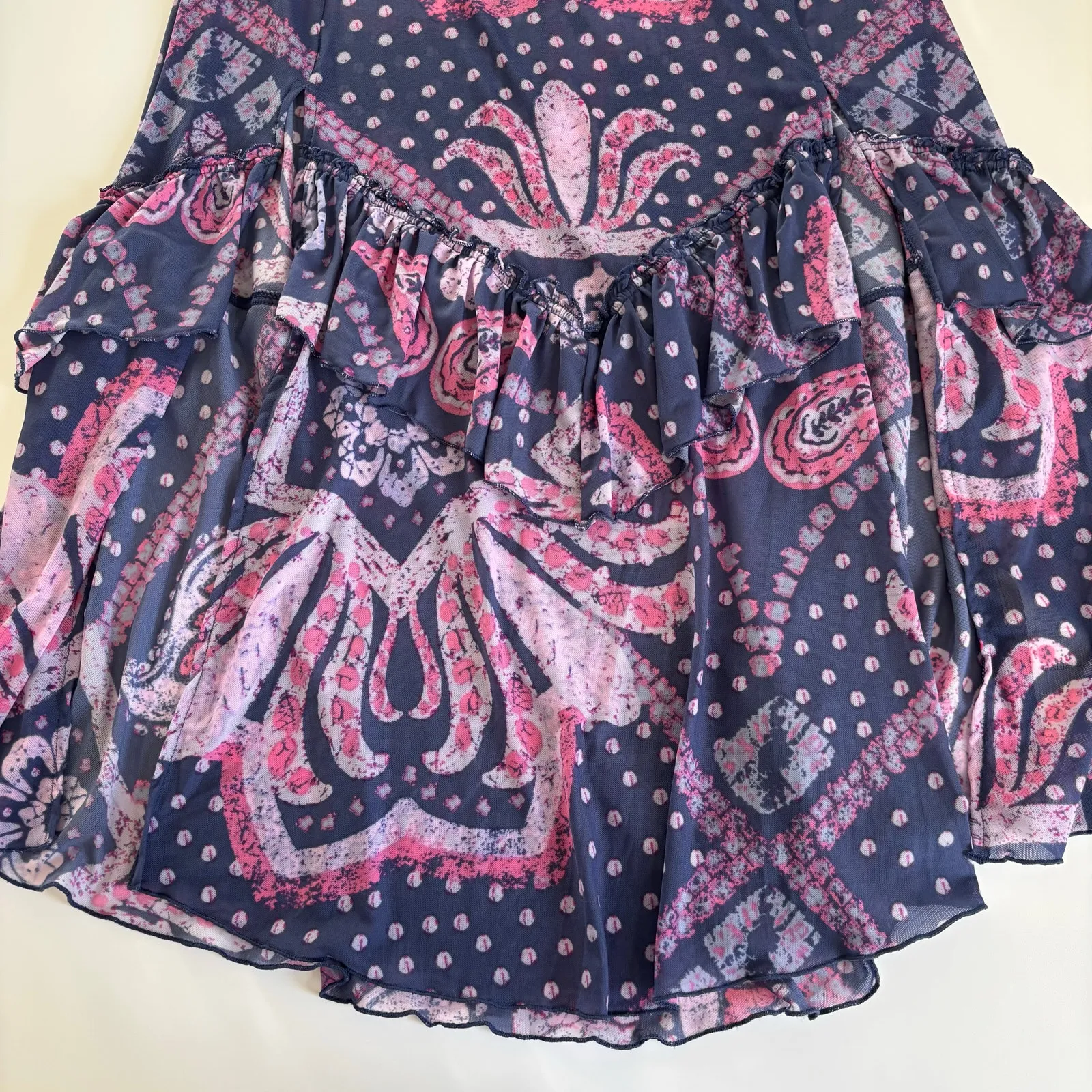 Free People Swept Away Maxi Top Sheer Dress Beach Cover-Up Womens XL Blue/Purple - Image 6