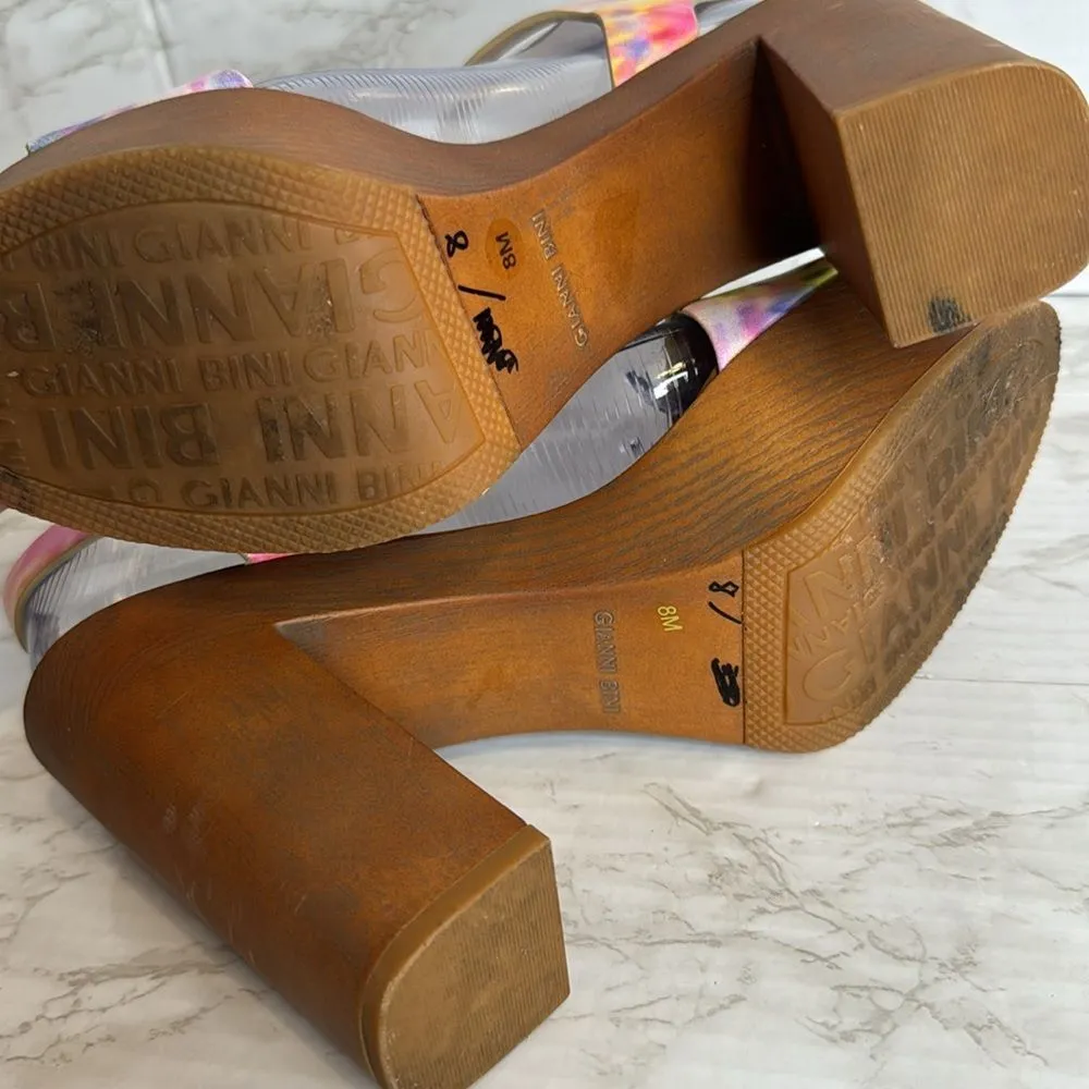 Gianni Bini Palmeera Tie-Dye Wood Platform heels size 8 cute festival party - Image 9