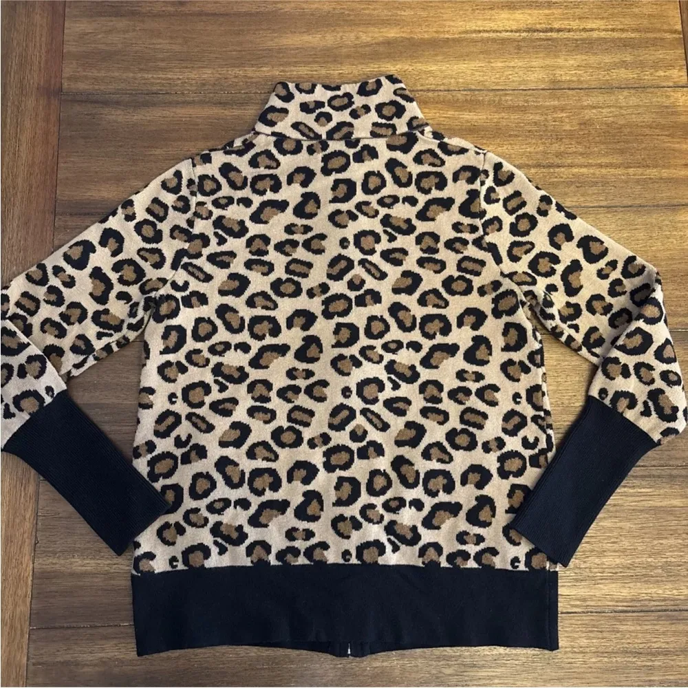 Rachel Zoe Cheetah Full Zip Sweater Cardigan Animal Print Fall Cozy Pockets SZ S - Image 12