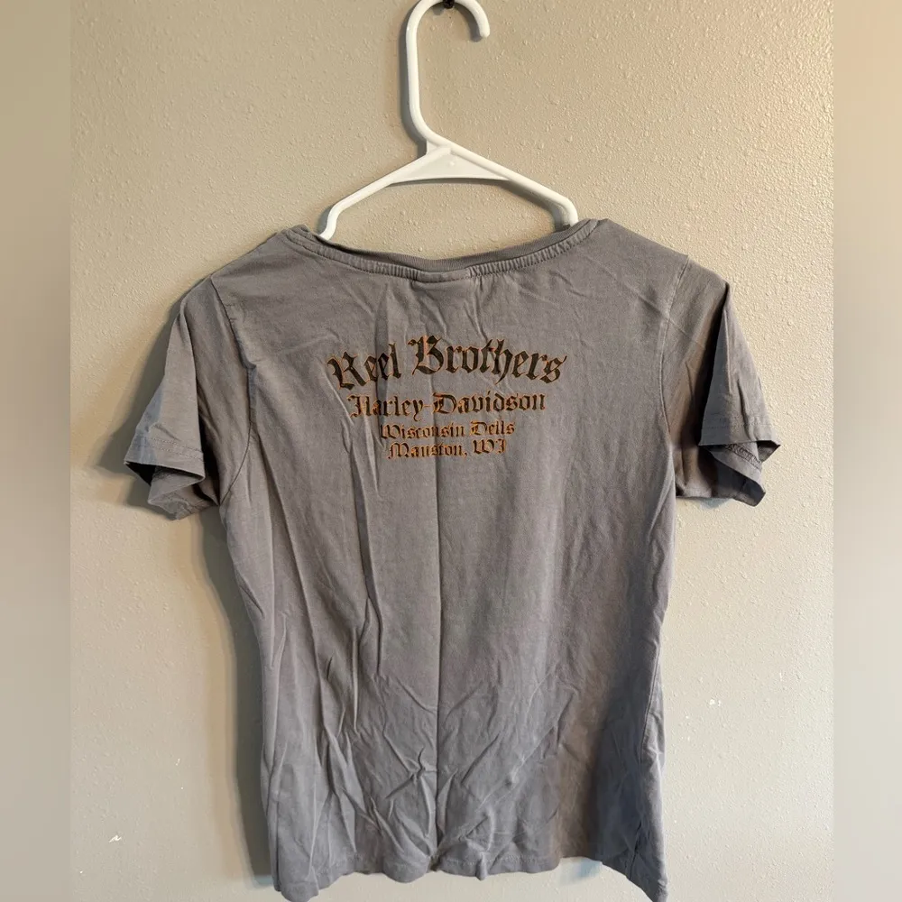 2/$10 Harley Davidson Graphic Tee Gray Size M - Image 3