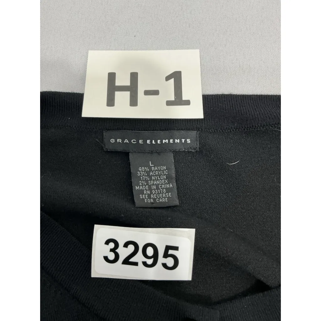 Womans Grace Elements Large Black Button Down Cardigan Sweater - Image 3