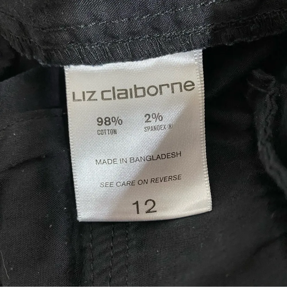 LIZ CLAIBORNE Shorts Black Size 12 Cotton Flat Front Neutral Pockets - Image 10