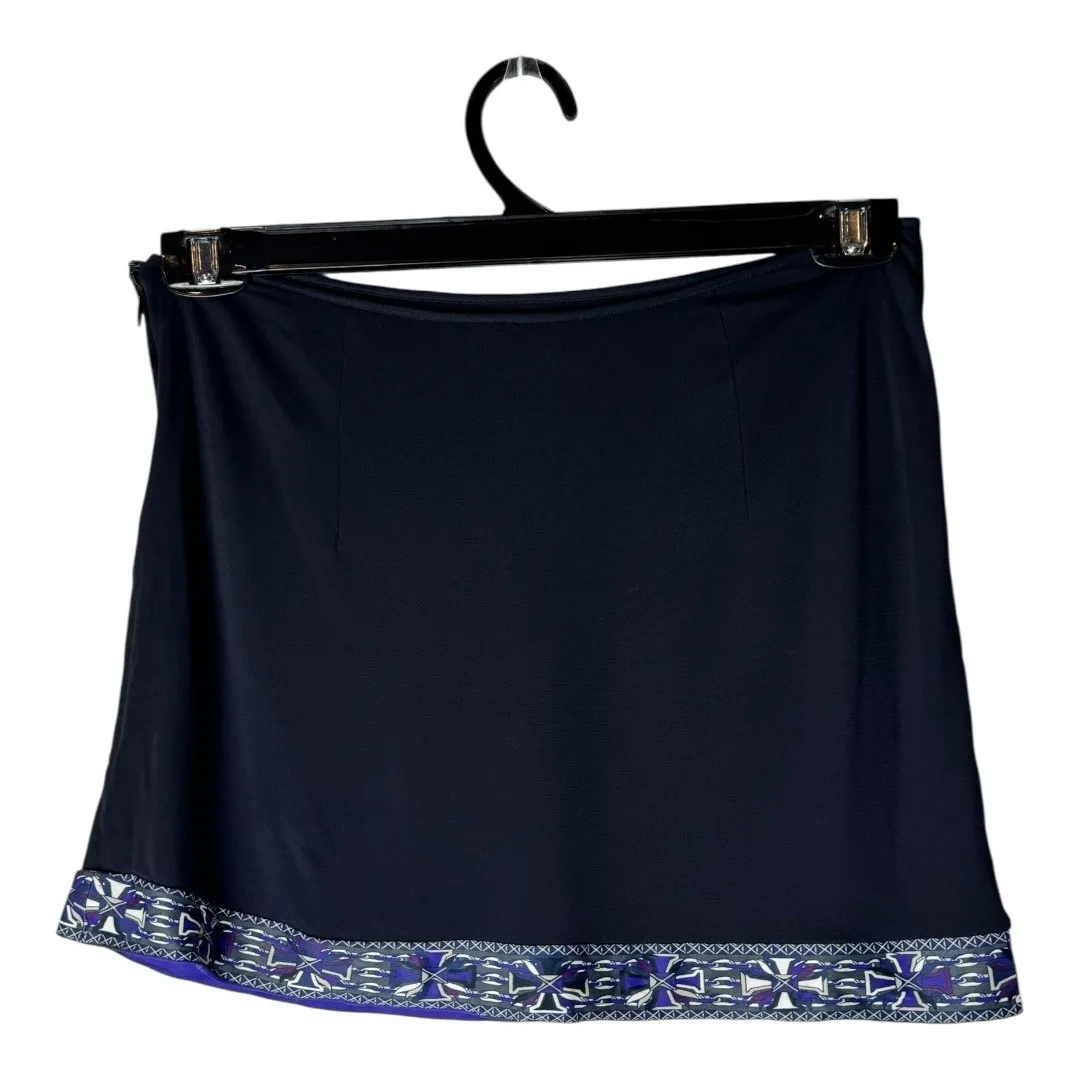 Emilio Pucci Skirt Women 6 Black Blue‎ Geometric Trim Italy A Line Mini Luxury - Image 3