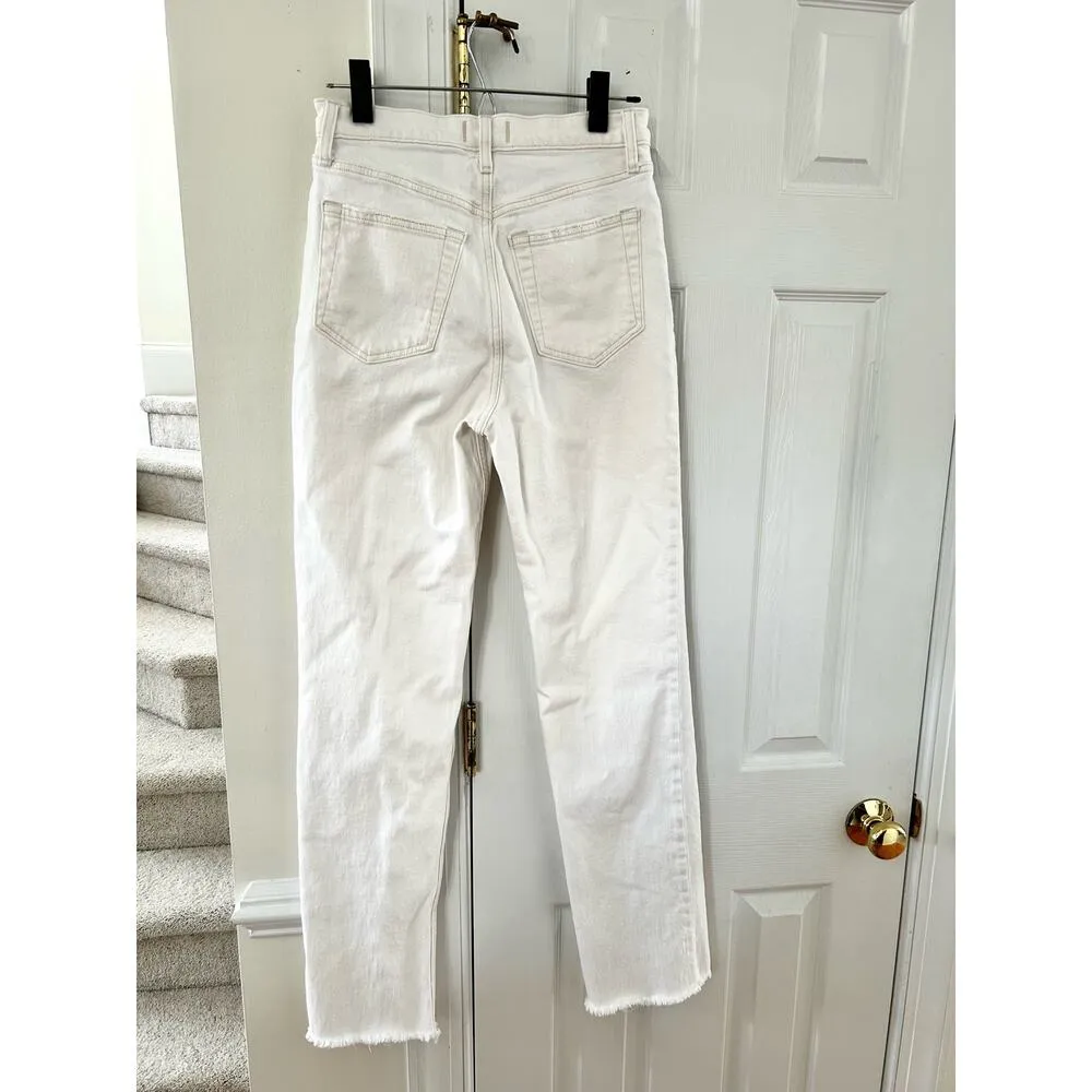 Abercrombie & Fitch White Stone Wash Button Fly Ultra High Rise Straight - Image 3