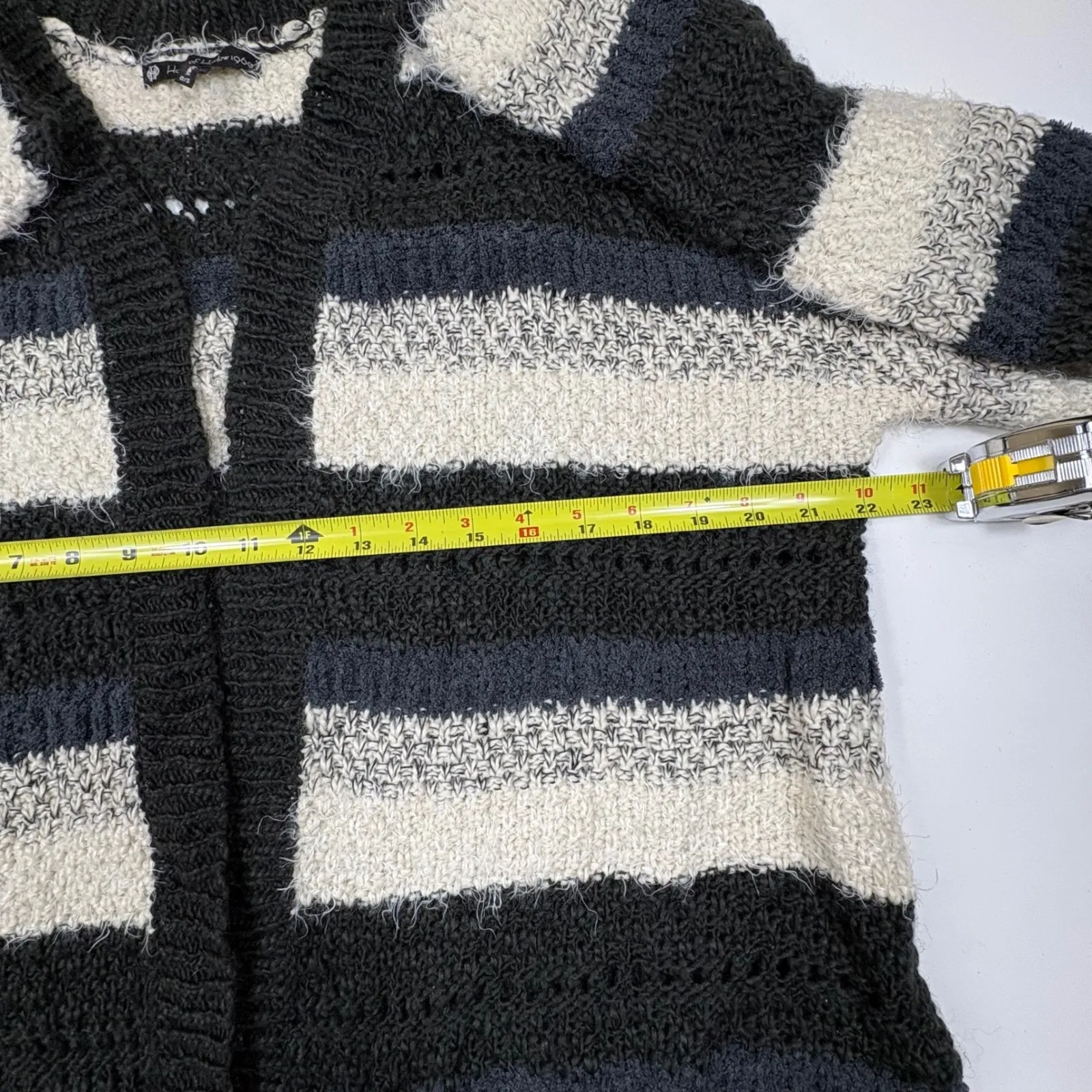 House of Harlow 1960 Striped Open Front Knit Cardigan Sweater One Size Black Size undefined - Image 10