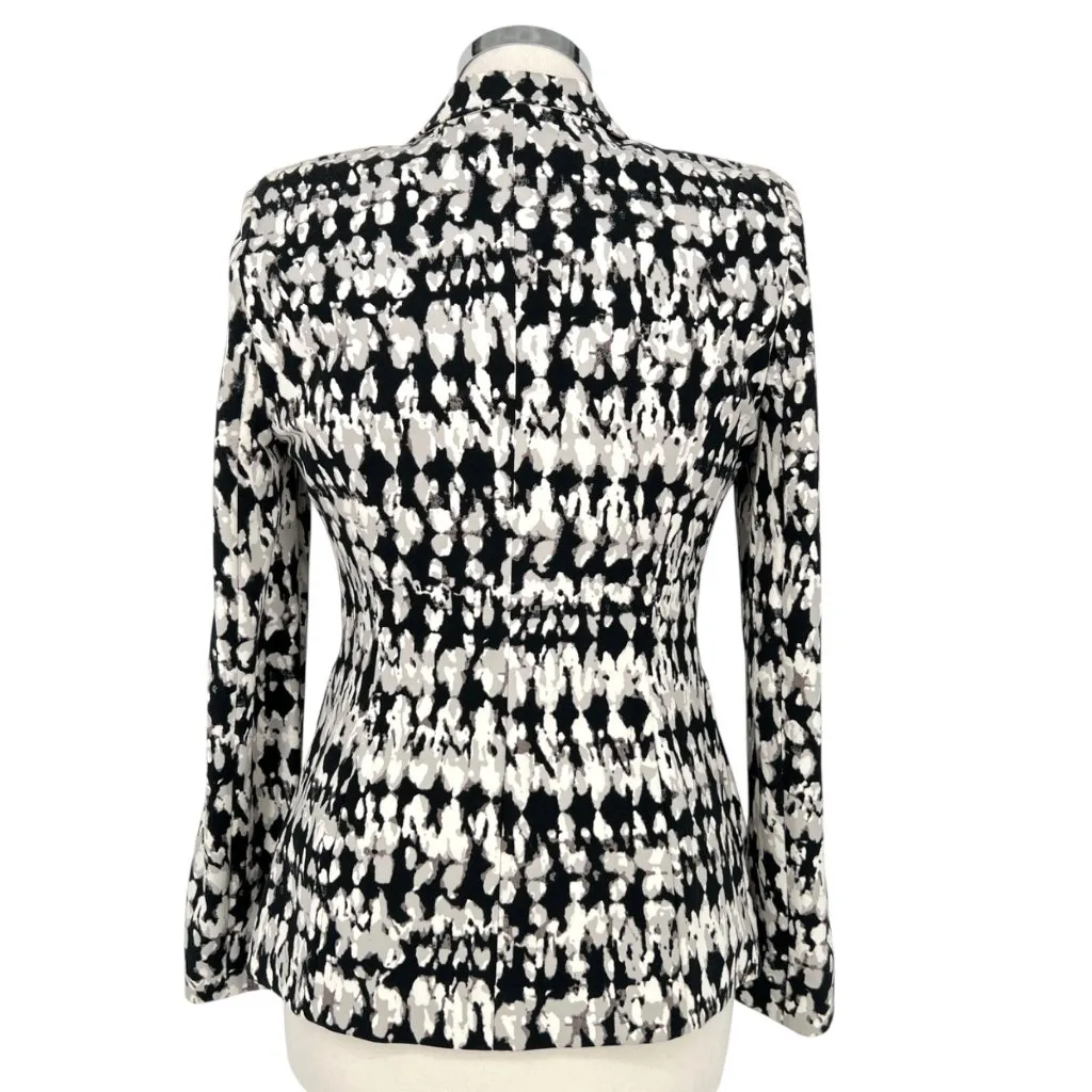 Badgley Mischka Sylvie Stucco Print Stretch Blazer Black Gray Size 4 - Image 7