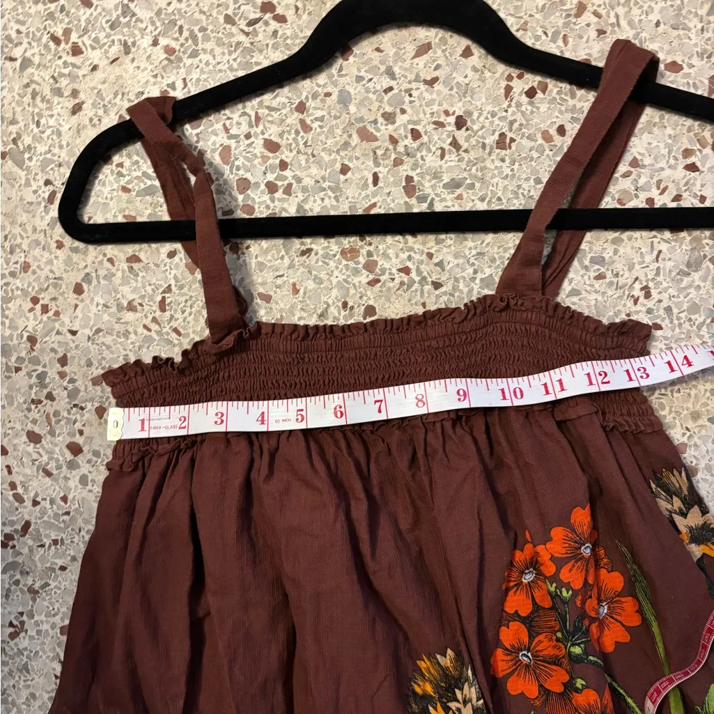 Maeve Anthropologie Beaujardin Maxi Dress in a rust brown with floral med - Image 9