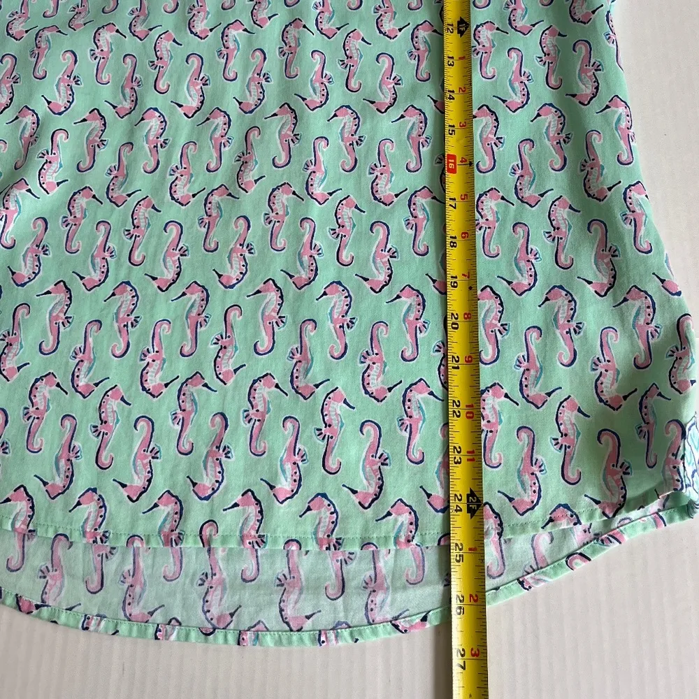 Foxcroft Sz 6 Seahorse Wrinkle‎ Free Fitted Shaped Shirt V Neck Turquoise Blouse - Image 10