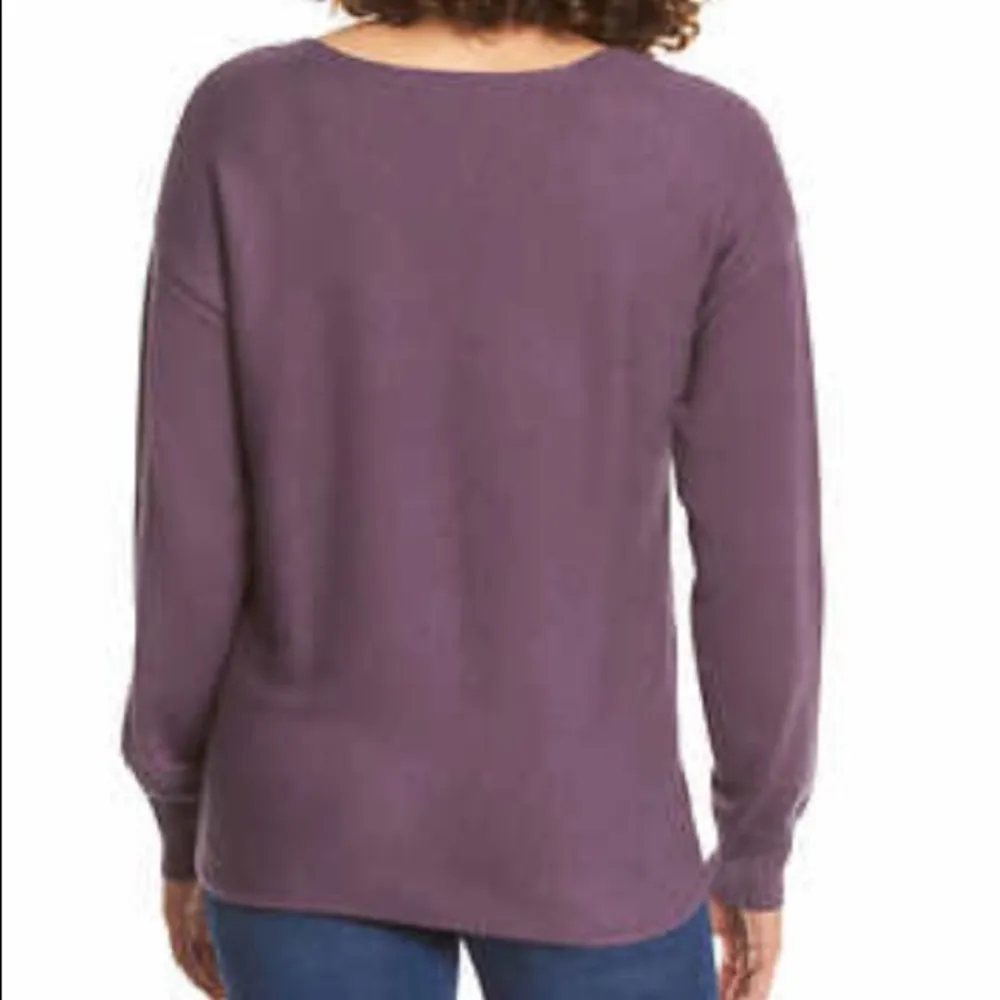 Anthropologie Ella Moss Purple Ribbed Soft V Neck Sweater M NEW - Image 6