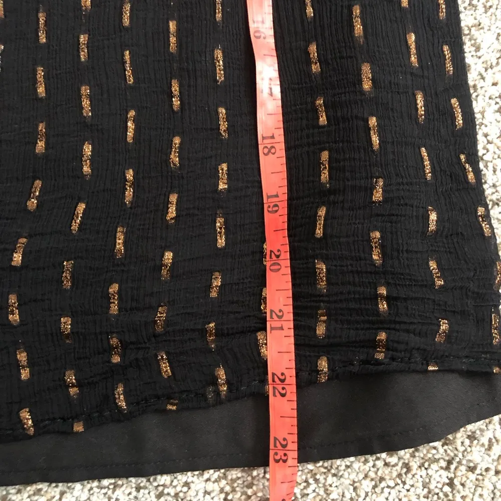 Walter Baker black and metallic gold mock neck ruffle accent semi sheer top s - Image 5