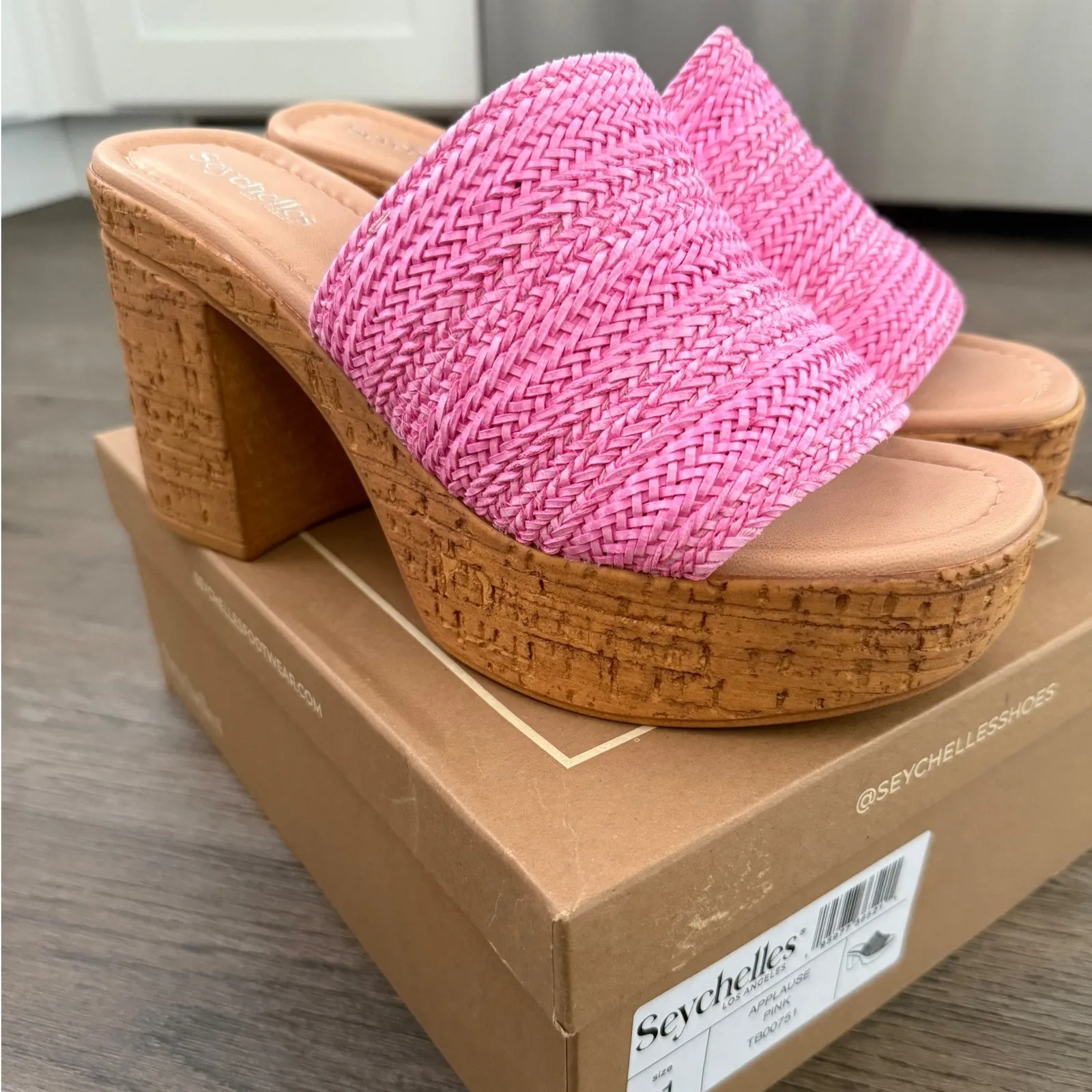 Seychelles Applause Platform Heels Pink Size 11 NWB Anthropologie Raffia Sandals - Image 2