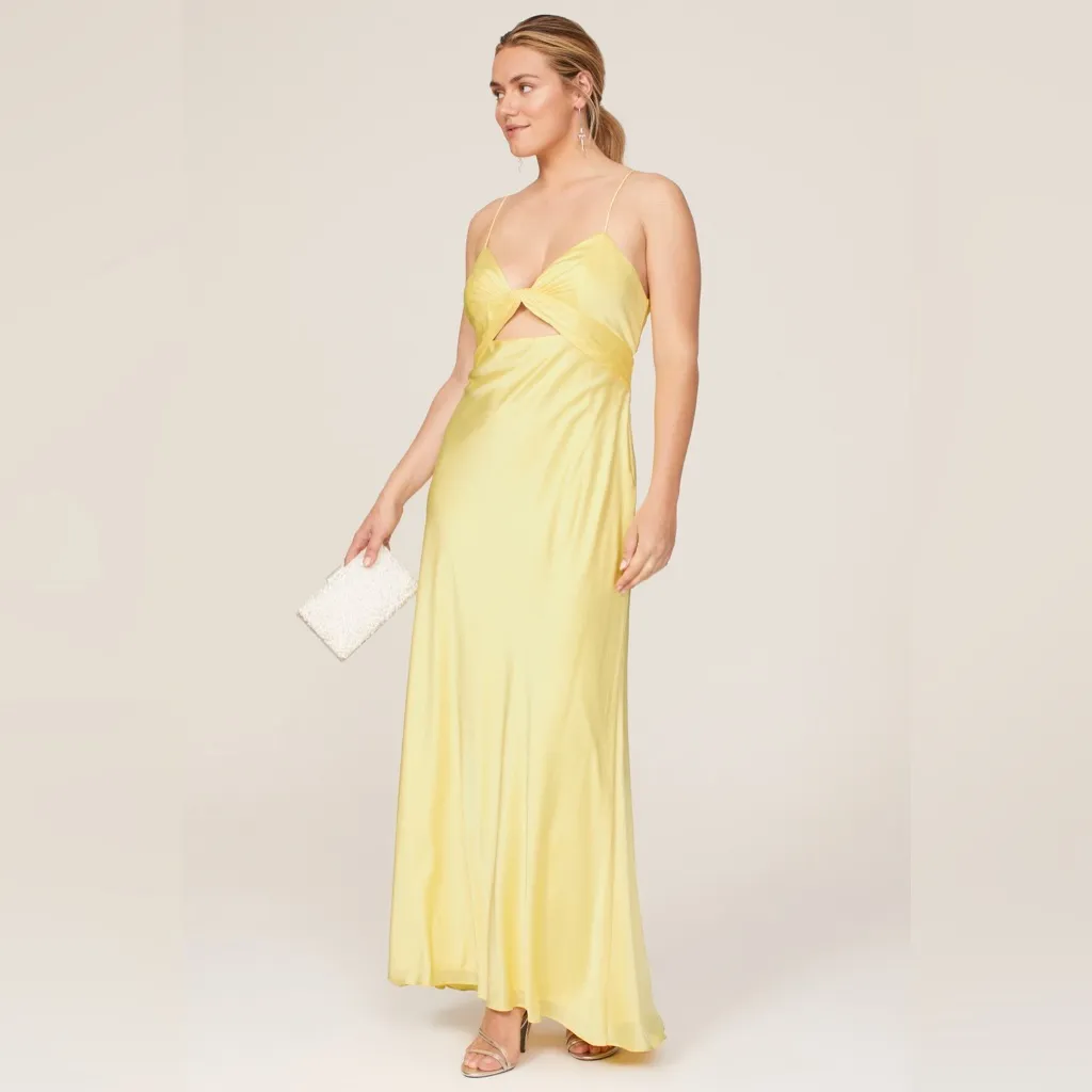 MAC DUGGAL yellow‎ twist front gown maxi dress bridesmaid formal 14 - Image 2