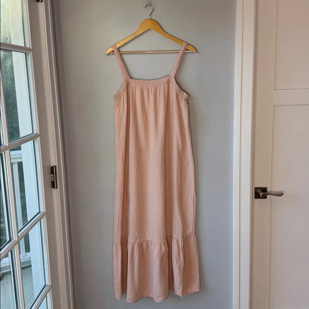 Magaschoni Pink Gauzy Organic Cotton Maxi Dress Large - Image 2