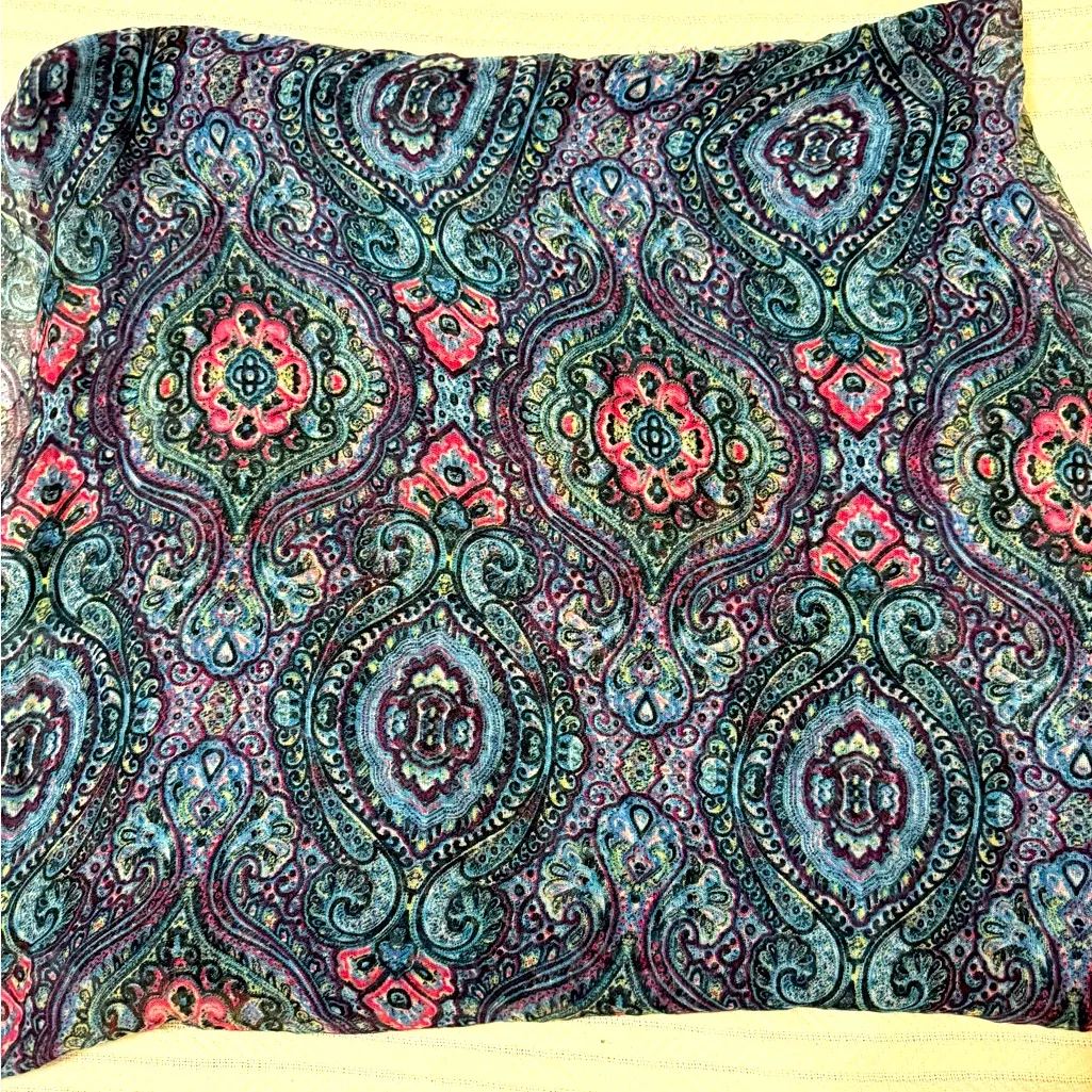 Large/Rectangle Cotton On Multicolor Paisley Scarf - Image 4