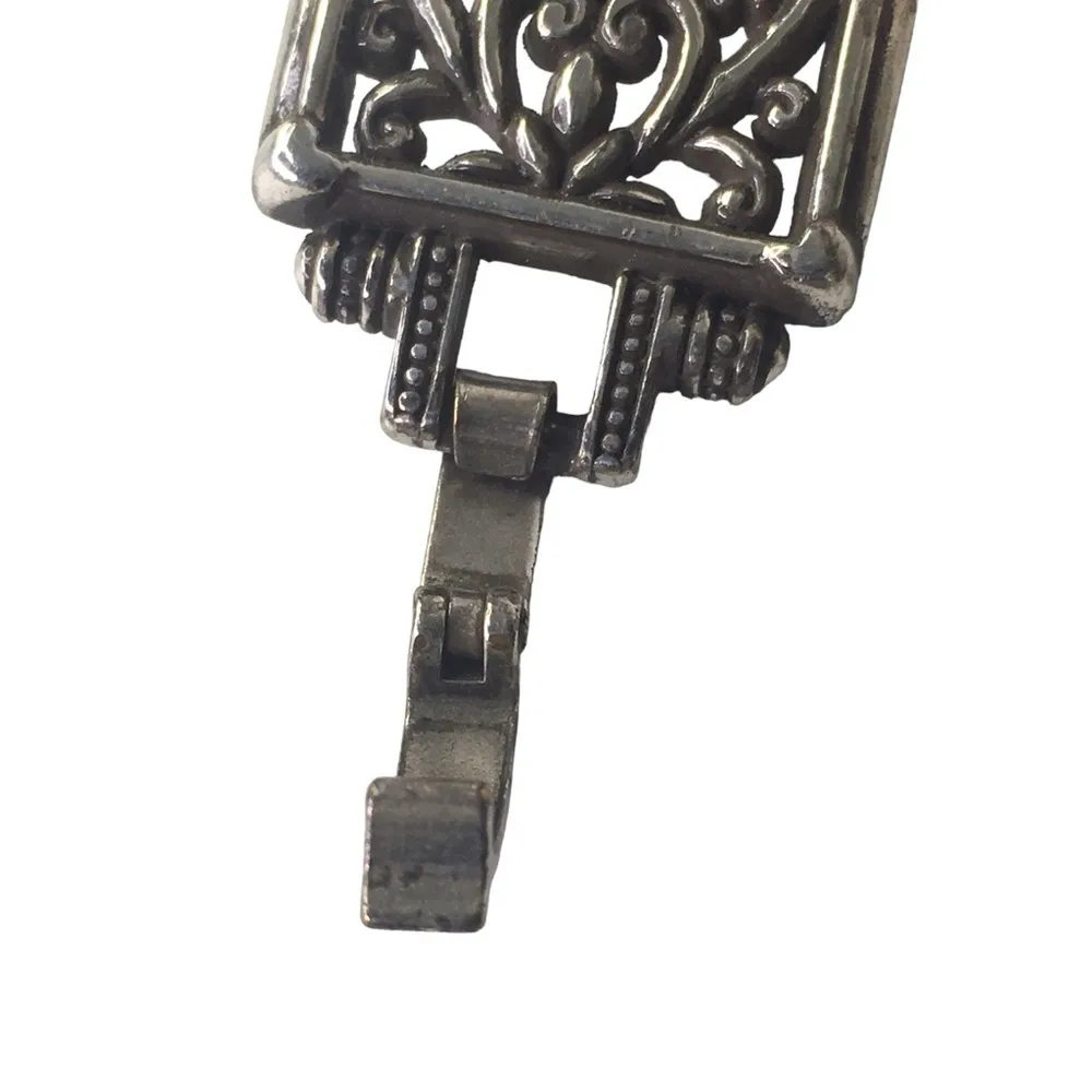 Brighton Vintage "Berkeley" Scroll Link Bracelet Silver Plate Retired Hearts - Image 9