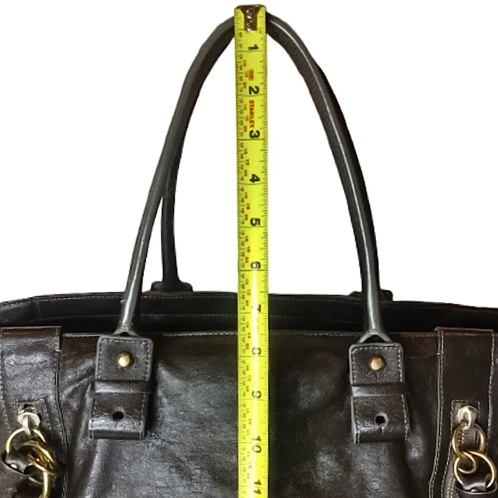 CHLOE ECLIPSE Logo Chocolate Brown Shoulder Bag with Exterior Zipper Pockets - Image 9