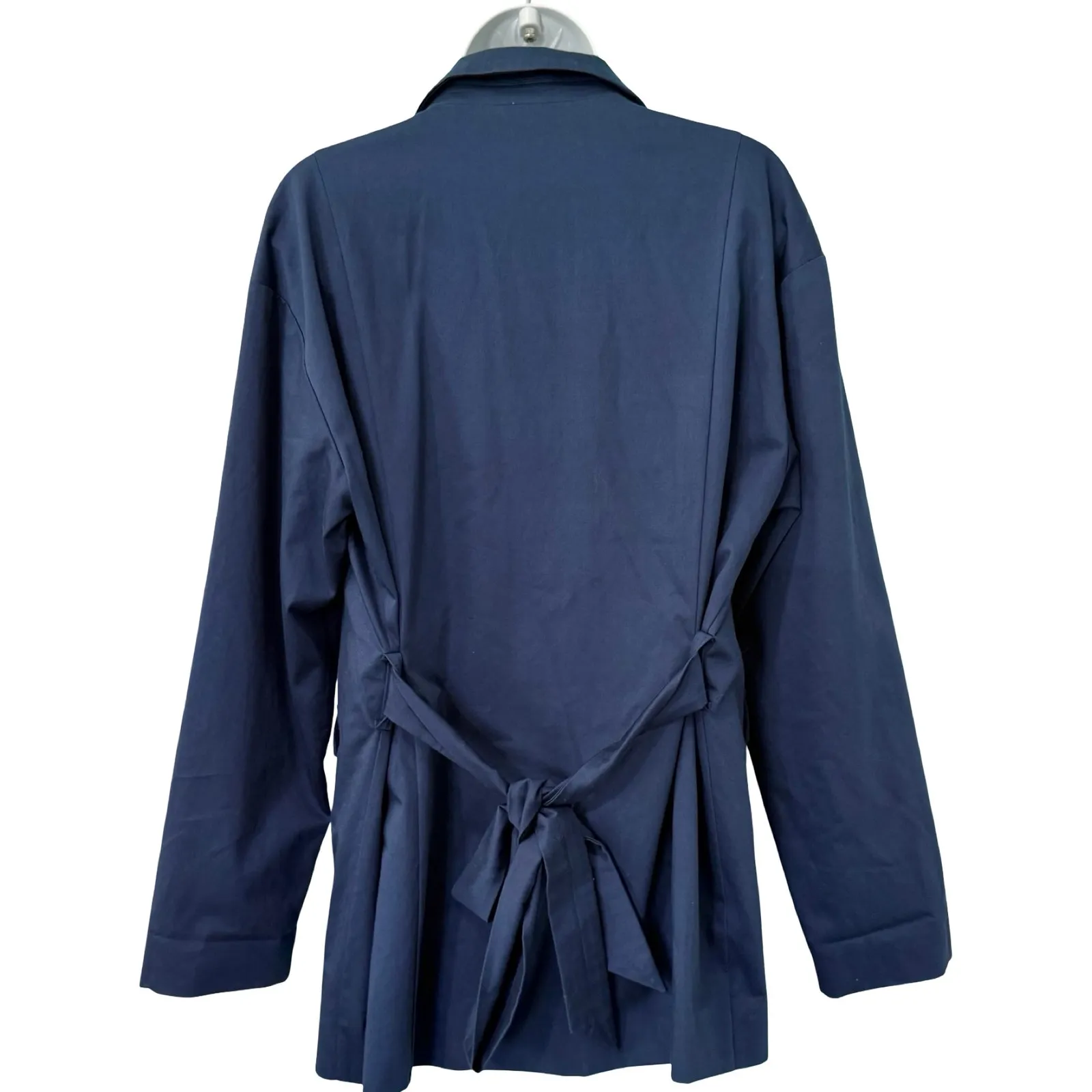 Away Navy Blue Travel Friendly Utility Jacket Trench Coat Notched Lapel size L Size L - Image 12
