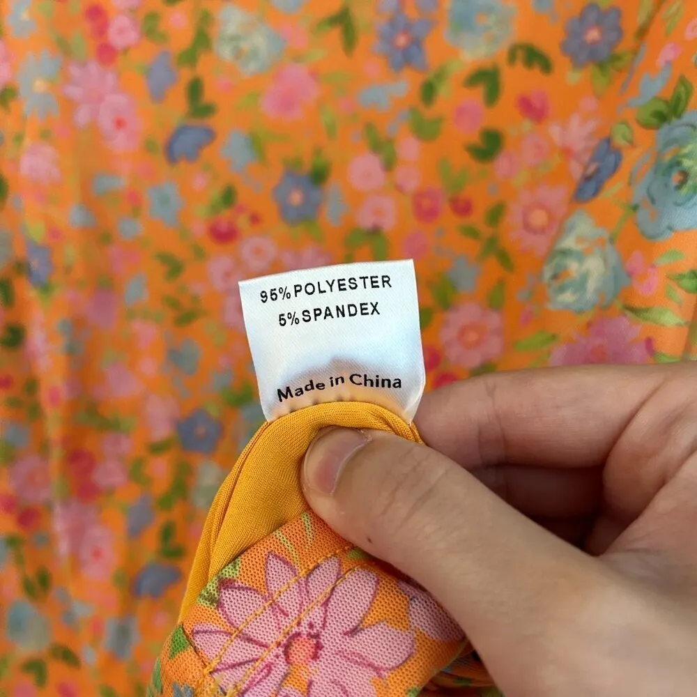 Princess Polly Juliette Floral Mini Bodycon Dress in Orange Size 6 NWT - Image 6