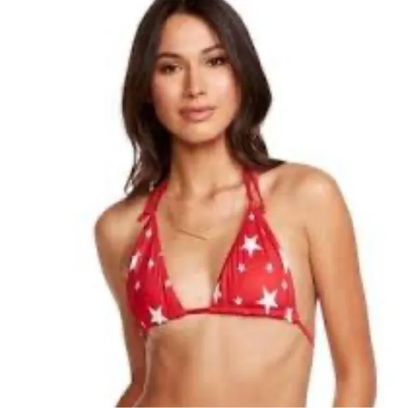 NWT Chaser Red And White Star Print Bikini Top - Image 2