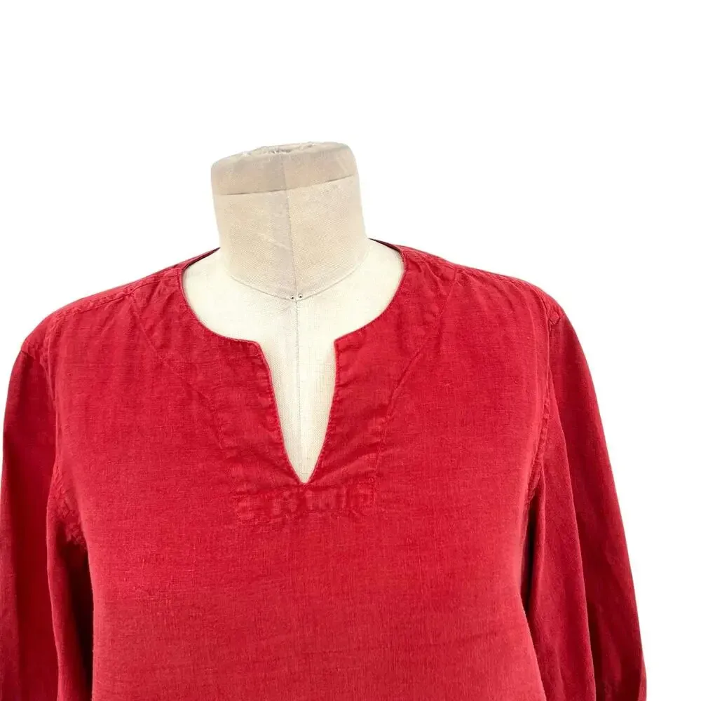 TOAST Shirt Red Natural Linen‎ V - Image 3