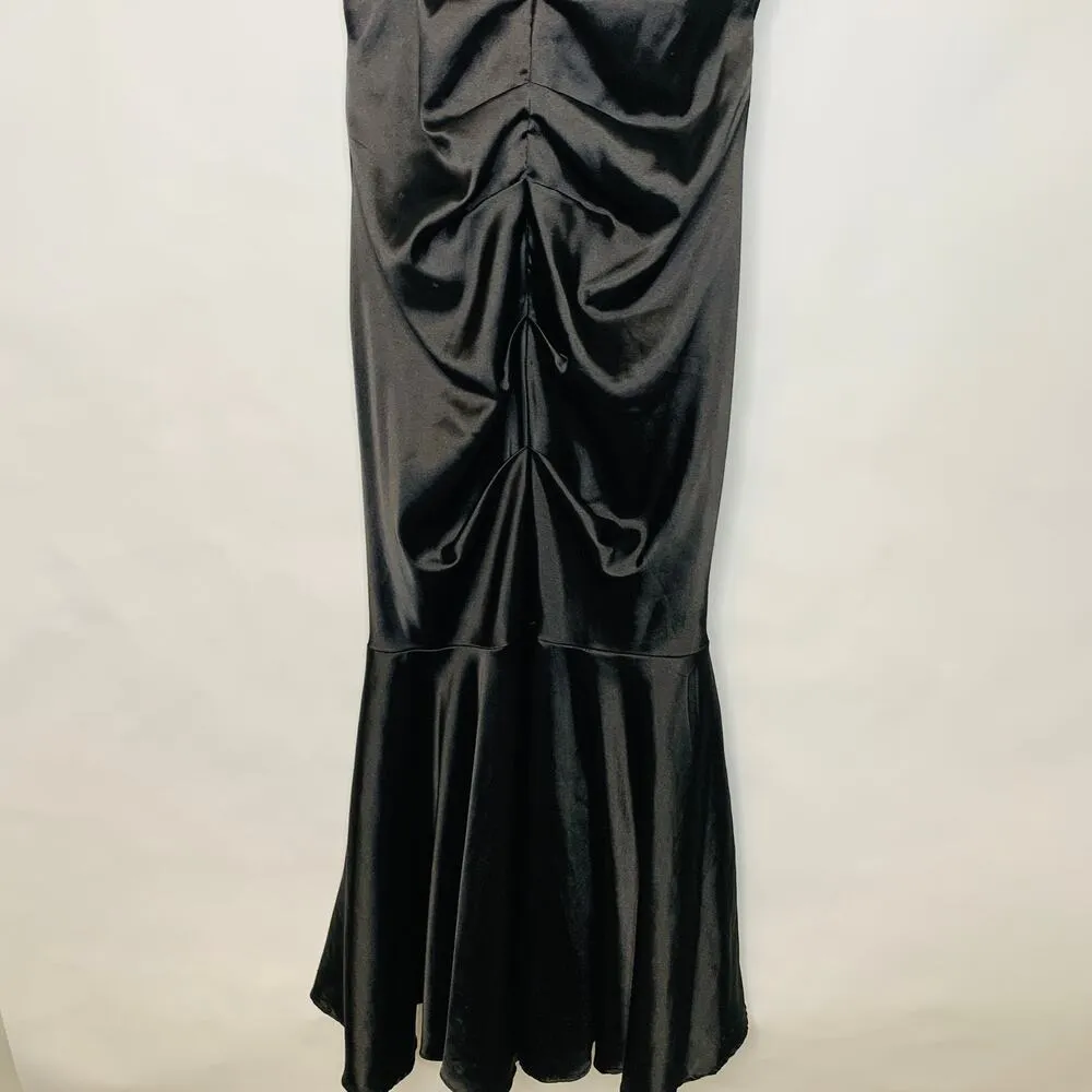 Y2k Black Mermaid Ruched Prom Homecoming Formal Dress Gown One Strap Sz Large - Image 14