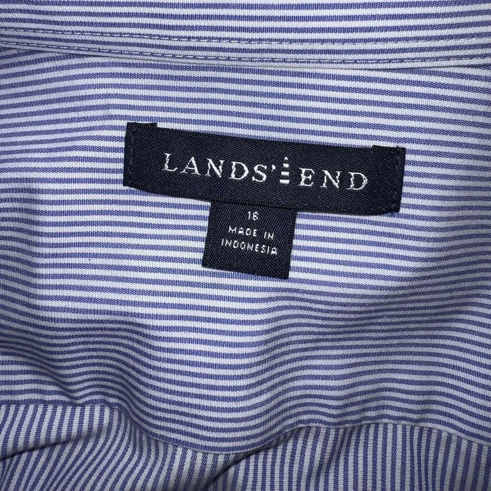 lands end blue and white striped button up blouse White Size 16 - Image 7