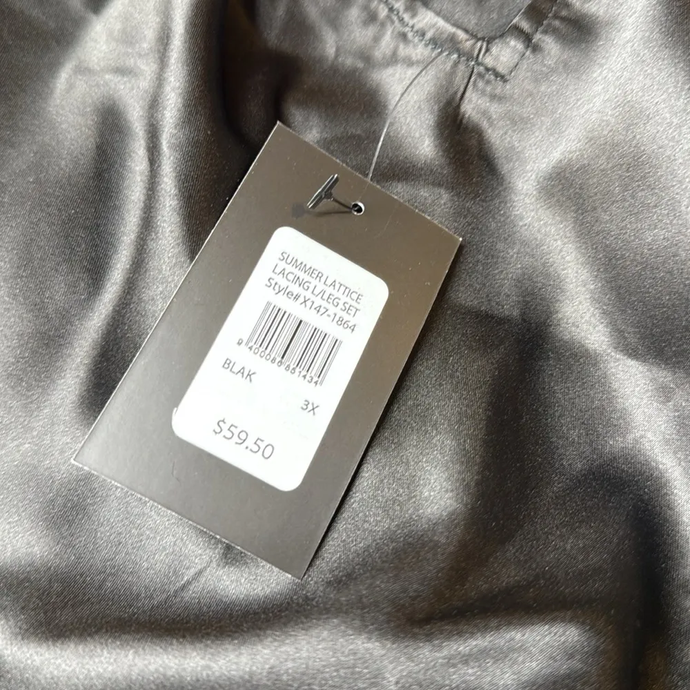 Frederick's of Hollywood Summer Lattice Lacing Pajama Set Satin Plus Size3X NWT - Image 4