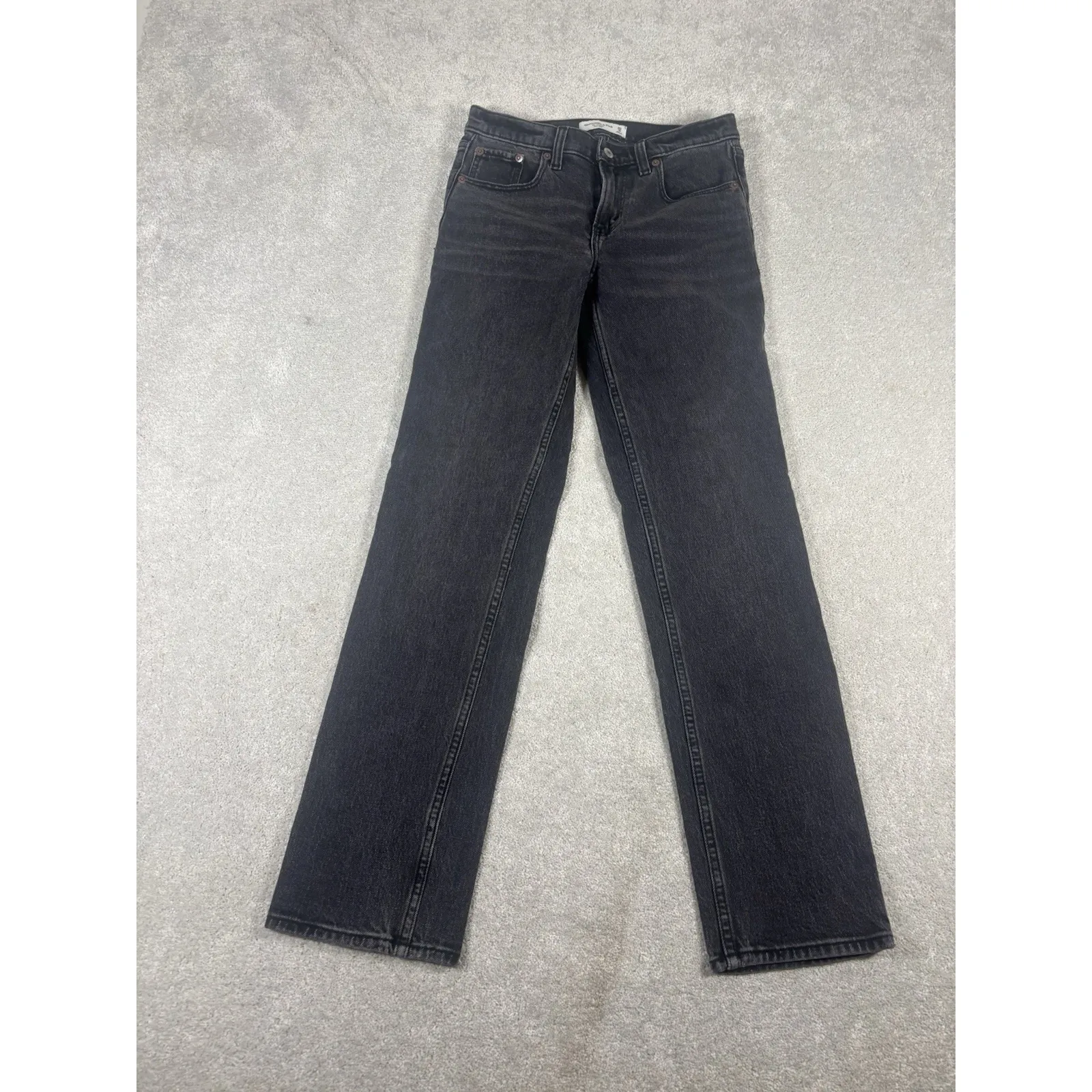 abercrombie and fitch the straight mid rise 25/0r black gray wash jeans - Image 2