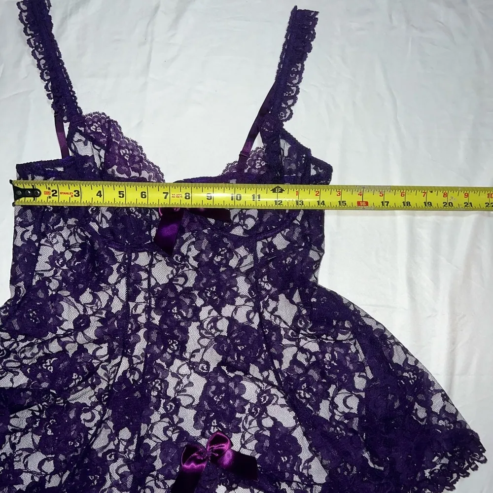Vintage Purple Lace Baby Doll Lingerie - Image 6