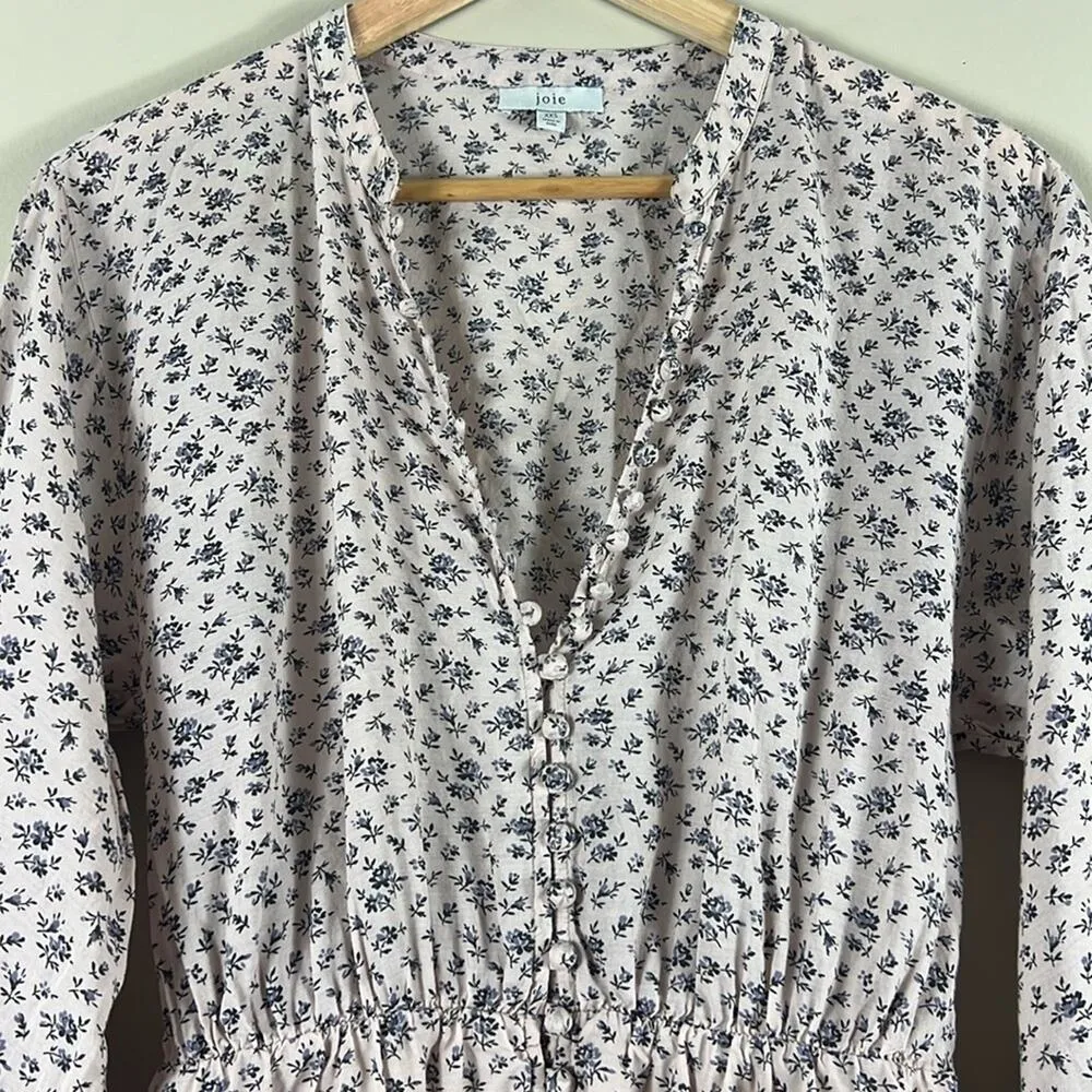 Joie Galani Floral Long Sleeve Cottagecore Prairie Peasant Mini Dress - Image 3